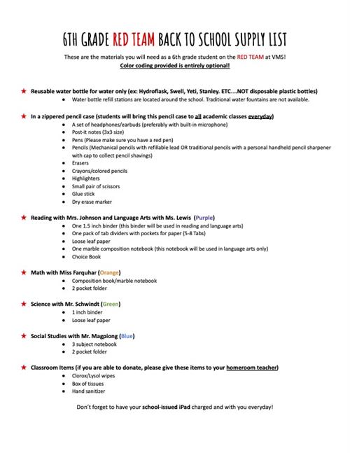 Supply List